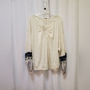Free People Oversized Summer Blouse Cover Up Keyhole Neck